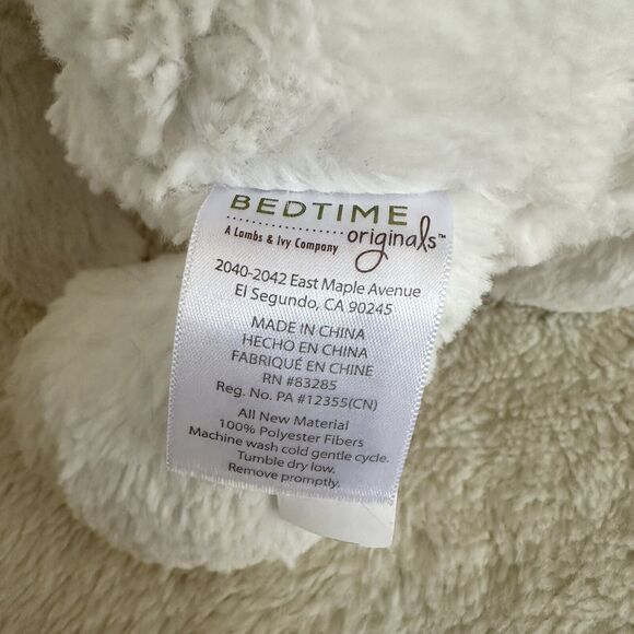 Lambs And Ivy Snowflake Long Eared White Bunny Purple Bows 12” Plush Bedtime - Picture 3 of 6